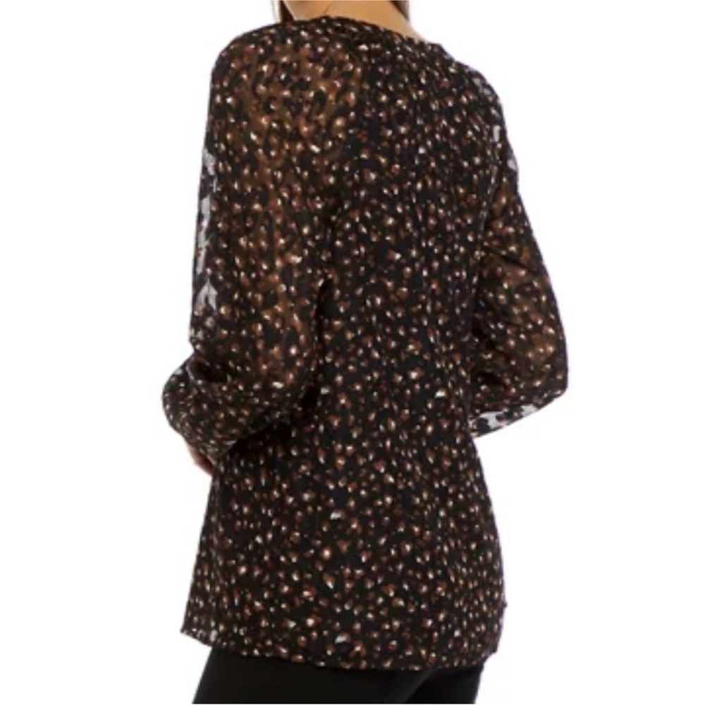 Kasper Women’s Black and‎ Brown Floral Patterned V Neck Blouse - Picture 3 of 6